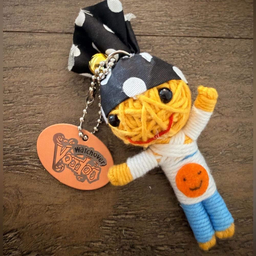 Voodoo Doll Keychain - Yellow String Charm